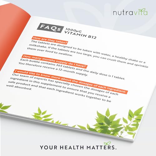 Vitamin B12 1000mcg - 365 High Strength Vegan Tablets (1 Year Supply) - Max Strength Nutravita Au supplements