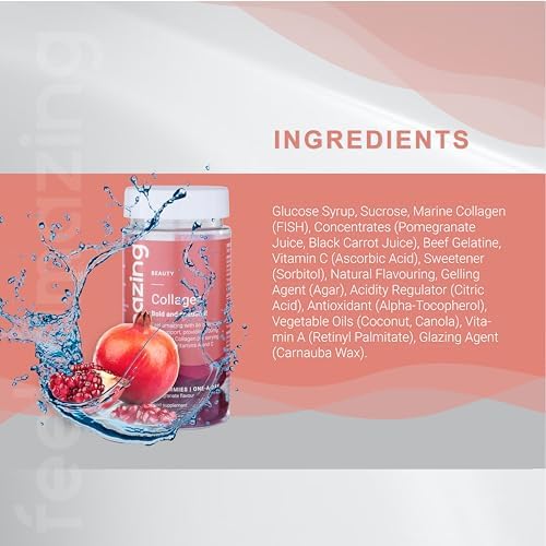 Collagen Gummies with Vitamins A and C, 500mg of Marine Collagen Per Serving, Advanced Skin Support, Feel Amazing Au supplements