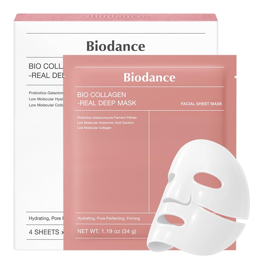 BIODANCE Bio-Collagen Real Deep Mask, Hydrating Overnight Hydrogel Face Mask, Pore Minimizing, Elasticity, Plumping, Travel Essentials & Self Care Gifts for Women, Korean Skin Care | 1.19oz(34g) x 4ea BIODANCE Au supplements