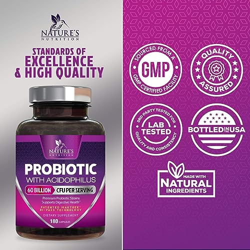 Probiotics, 60 Billion CFU per Serving, Probiotic with Prebiotics for Digestive & Immune Health Nature's Nutrition Au supplements