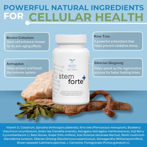 NuVi Global Stemforte Plus Stem Cell and Telomere Supplements – Cell Regeneration, Cell Growth & Telomere Support for Healthy Aging & Cellular Health – 90 Capsules for Men & Women NuVi Global Au supplements