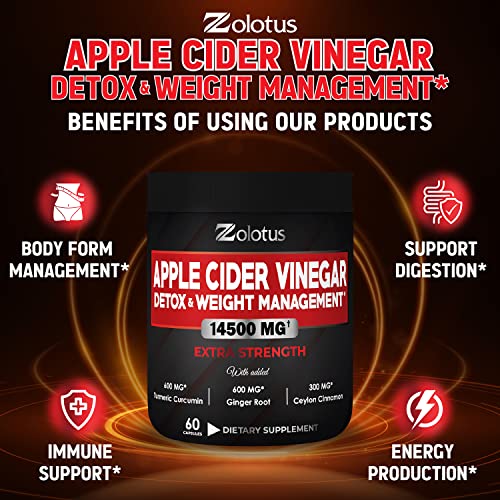 Zolotus 14x Strength Apple Cider Vinegar Capsules, Equivalent to 14500mg, with Turmeric Zolotus Au supplements