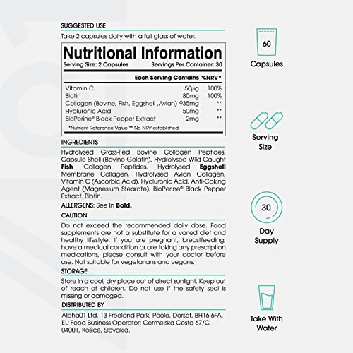 Multi Collagen Protein - Types I, II, III, V & X - Wild Caught Marine, Grass Fed Bovine, Eggshell Revive Naturals Au supplements