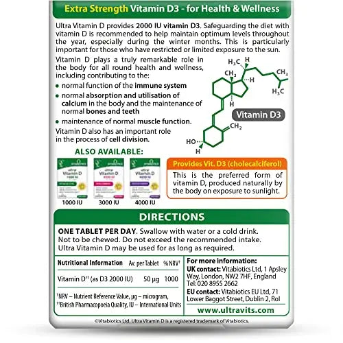 Vitabiotics Ultra Vitamin D Tablets 2000IU Extra Strength - 96 Count ( Pack of 1) Vitabiotics Ultra Au supplements