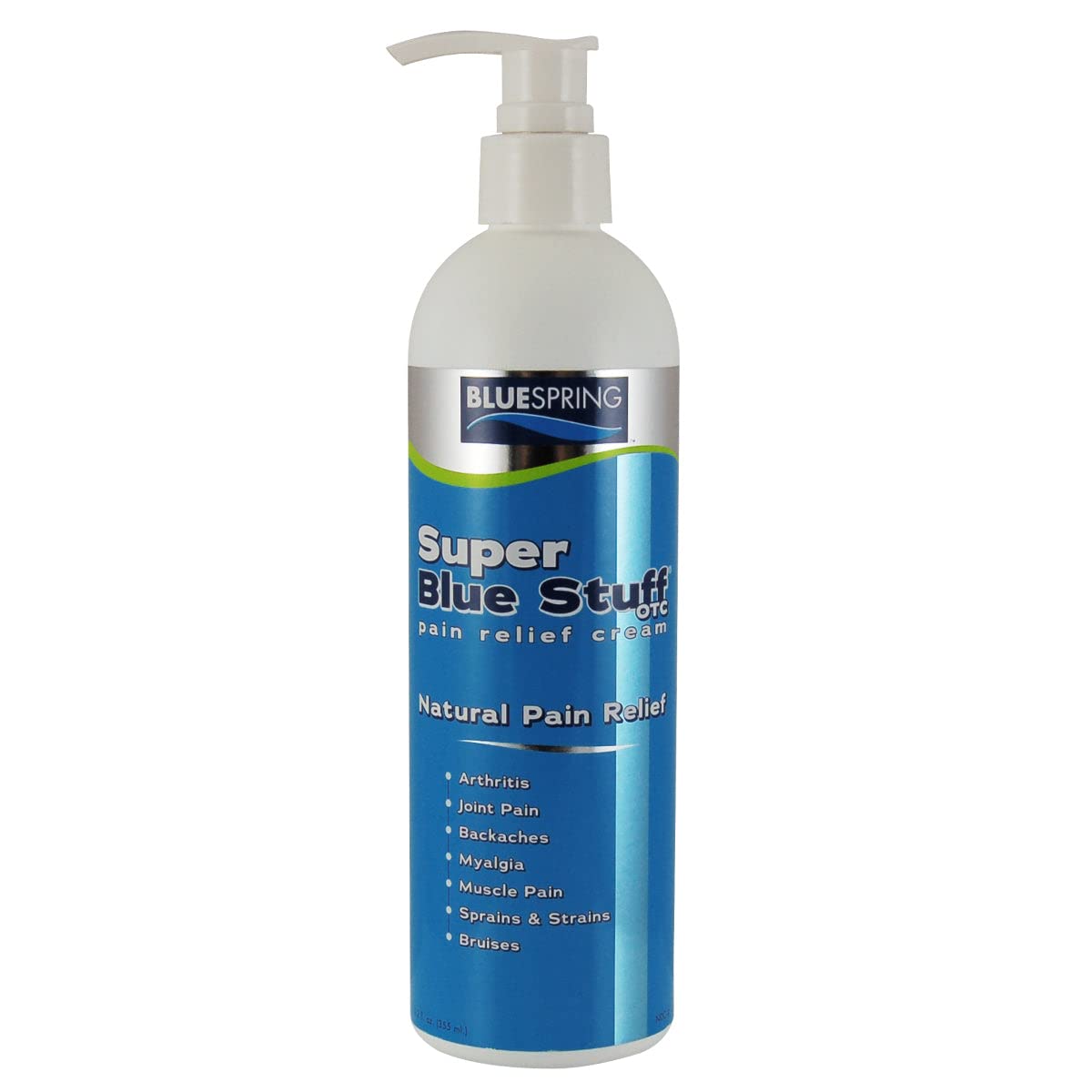 Super Blue Stuff OTC 12-oz. Pump Bottle - Natural, Made in USA, Paraben-free, Works in As Little As 5 Minutes for Joint/Muscle Pain, Backaches, Sprains/Strains, Bruises & Arthritis by Blue Spring Blue Spring Au supplements