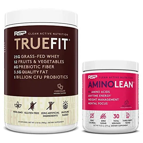 RSP NUTRITION AminoLean Pre Workout Energy (Fruit Punch 30 Servings) with TrueFit RSP NUTRITIONAU supplements