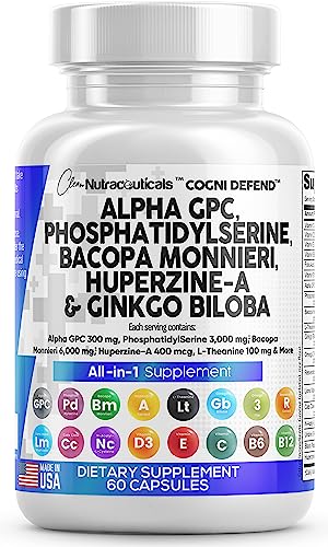 Alpha GPC Choline 300mg Phosphatidylserine 3000mg Bacopa Monnieri Clean Nutraceuticals Au supplements