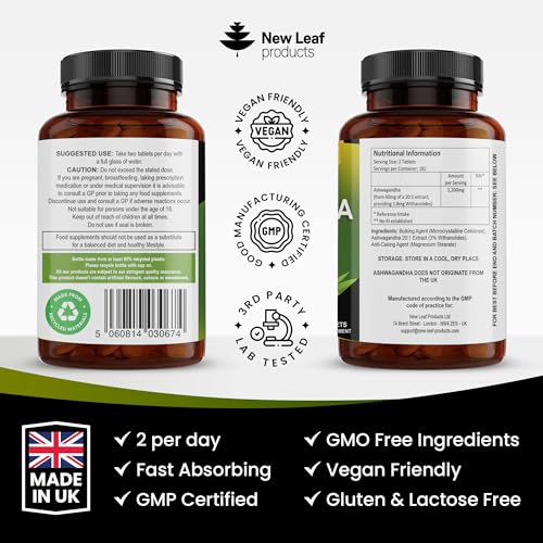 Ashwagandha 1200mg - 365 Vegan Tablets Pure High Strength Ashwagandha Root NEW LEAF PRODUCTS Au supplements