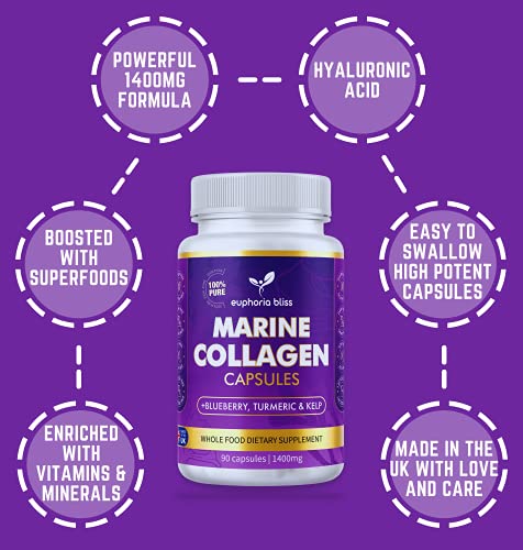 High Strength Marine Collagen Tablets - Skin, Hair, Nails & Joints - Fortified with Hyaluronic Acid Euphoria Bliss Au supplements