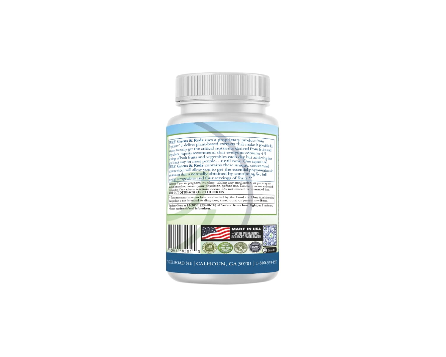 PURE® Greens & Reds Capsules - 30 Servings - 9 Daily Servings of Fruits & Vegetables in 1 Capsule - PhytoServ® Superfood Blend with Broccoli, Kale & Berries - Plant-Based Phytonutrient Shield PURE Au supplements