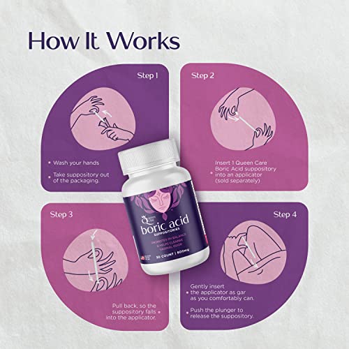 Queen Care - Boric Acid Suppositories, Boric Acid Suppositories for Feminine Care, Safe & All-Natural pH Queen Care Au supplements