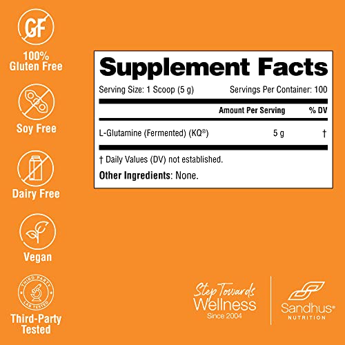 Sandhu's L-Glutamine - 100 Servings -Made in USA -500 Gram- Non-GMO- Amino Sandhu's Au supplements