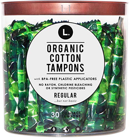 L. Organic Cotton Regular Absorbency Compact Tampons 30 Count L.US supplements