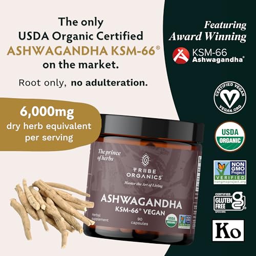 TRIBE ORGANICS Vegan Ashwagandha KSM 66 Pure Organic Root Powder Extract Ayurvedi TRIBE ORGANICS Au supplements