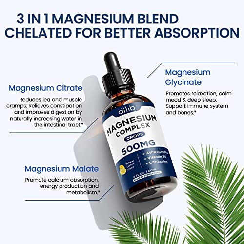 (2 Pack) Magnesium Glycinate, Citrate, Malate Liquid Drops-Triple Magnesium Complex dilib Au supplements