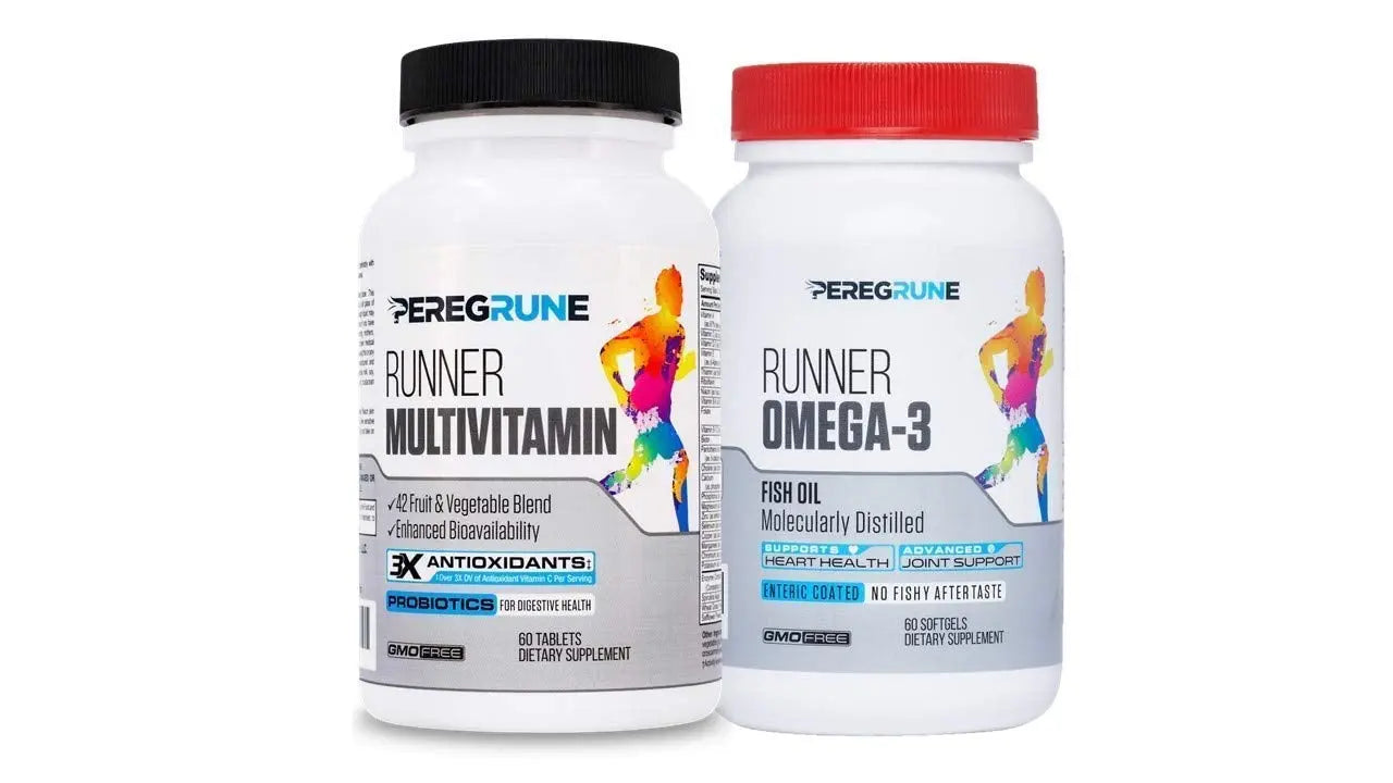 PEREGRUNE Runner Multivitamin & Omega 3 Bundle (1 Month Supply) | Antioxidants for Health & Recovery | Vitamin B Complex for Endurance, Energy, VO2 Max | Joints & Heart: 1,000mg Fish Oil PEREGRUNE Au supplements