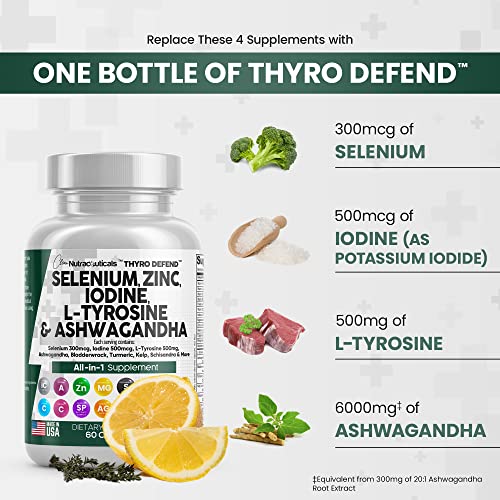 Selenium 300mcg Zinc 50mg Iodine 500mcg L Tyrosine 500mg Ashwagan Clean Nutraceuticals Au supplements