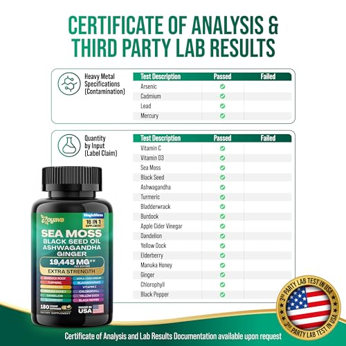 Sea Moss 7000mg Black Seed Oil 4000mg Ashwagandha 2000mg Turmeric 2000mg Zoyava Au supplements