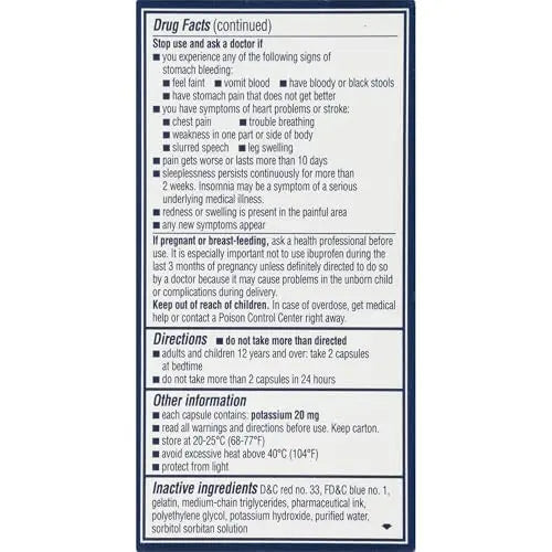 Advil PM Liqui-Gels Pain Reliever and Nighttime Sleep Aid, Pain Medicine with Ibuprofen for Pain Relief and Diphenhydramine HCL for a Sleep Aid - 40 Liquid Filled Capsules - Back to College Advil Au supplements