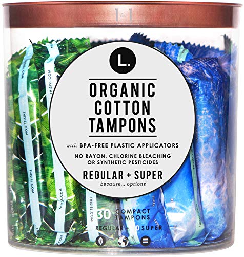 L. Organic Cotton Regular and Super Absorbency Compact Tampons Multipack 30 Count L.US supplements