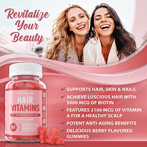 Premium Hair Vitamins Supplement-Gummy Vitamins w/Biotin, Folic Acid, Vitamins A&D Purely Optimal Au supplements