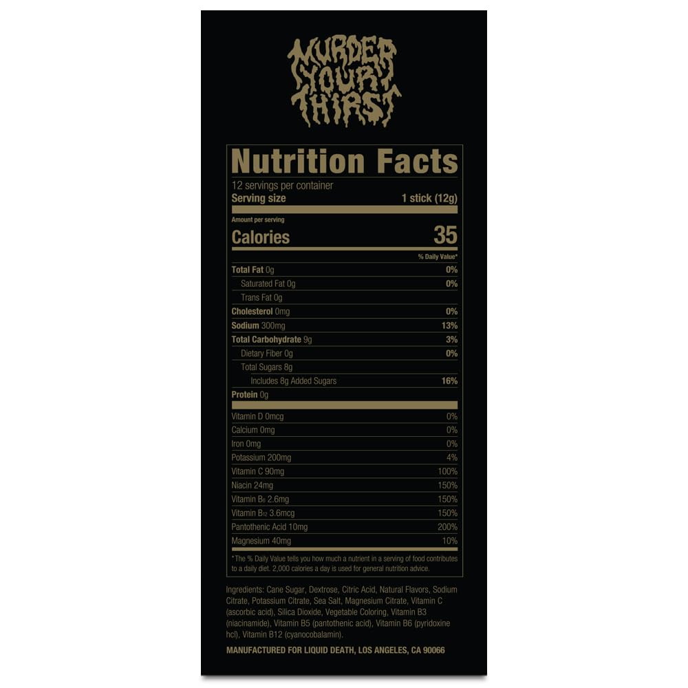 Liquid Death Electrolyte Death Dust - Hydration Powder Packets - 3 Flavors - 12-Stick Liquid Death Au supplements