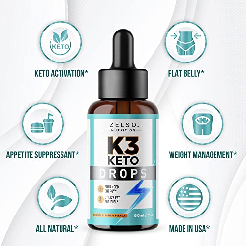 K3 Keto Drops for Weight Loss - Fat Burner & Metabolism Booster | Advanced Keto Carb ZELSO Au supplements