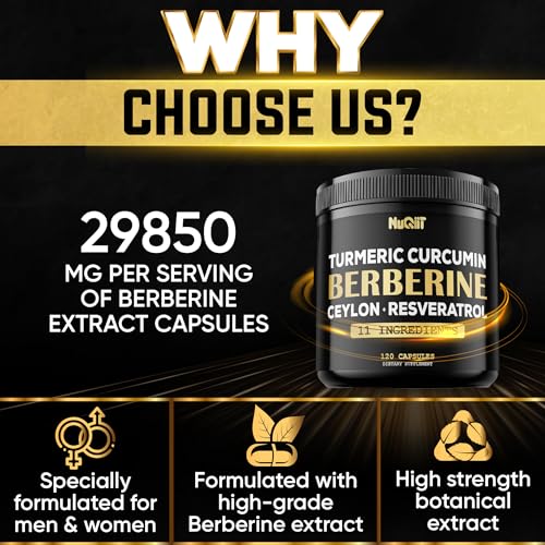 Berberine Supplement 14000mg Turmeric Curcumin 4500mg Trans-Resveratrol 4500mg Nuqiit Au supplements