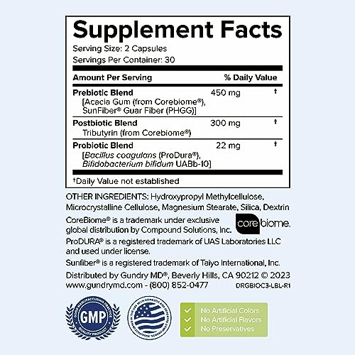 Gundry MD® Bio Complete 3 - Prebiotic, Probiotic, Postbiotic to Support Optimal Gut Health Gundry MD Au supplements