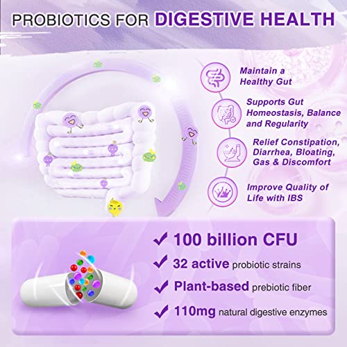 Probiotics for Women Digestive Health with Enzymes & Prebiotics 100 Billion | Vaginal Probiotics ZEBORA Au supplements