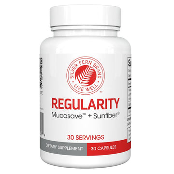 Silver Fern Regularity Digestive Supplement Capsules Brand - 1 Bottle = 30 Capsules = 30 Day Supply - Mucosave FG (Prickly Pear Polysaccharides & Olive Leaf Polyphenols) & SunFiber Silver Fern Au supplements
