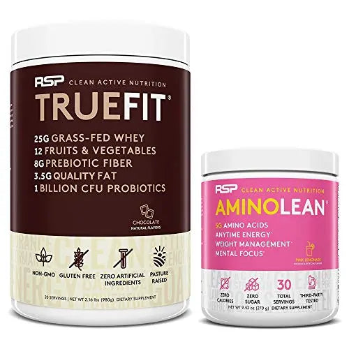 RSP NUTRITION AminoLean Pre Workout Energy (Pink Lemonade 30 Servings) with TrueFit RSP NUTRITIONAU supplements