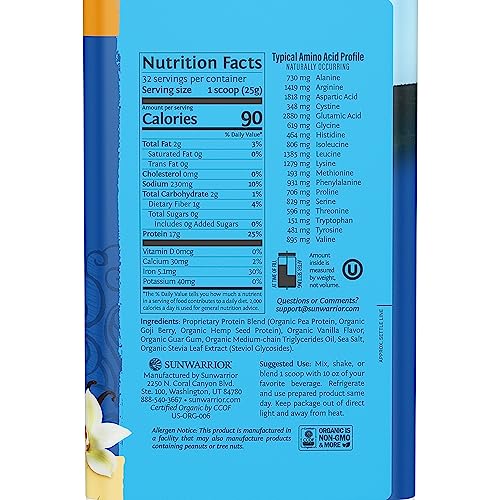 Vegan Protein Powder Plant-based Protein Powder USDA Organic | BCAA Amino Acids Sunwarrior Au supplements