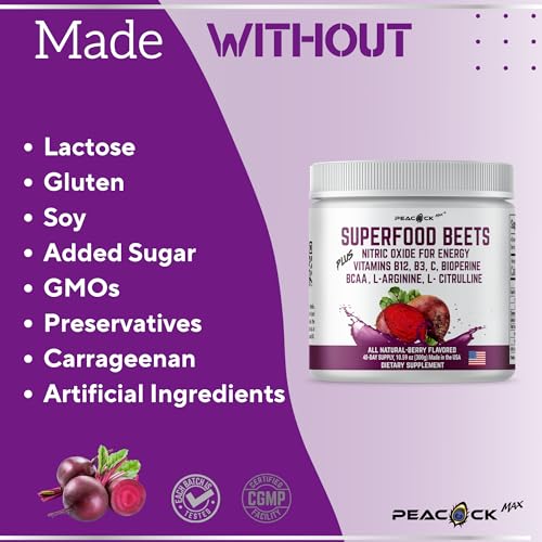 Peacock Max Superfoods Blend Immunity Support Vegan Gluten Free (Beets Nitric Oxide B12 Powder) Peacock Max Au supplements