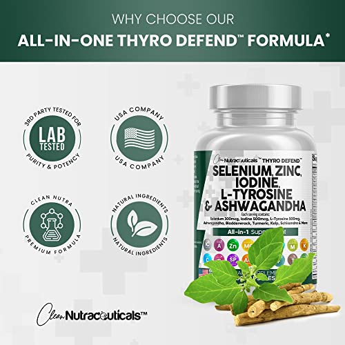 Selenium 300mcg Zinc 50mg Iodine 500mcg L Tyrosine 500mg Ashwagan Clean Nutraceuticals Au supplements