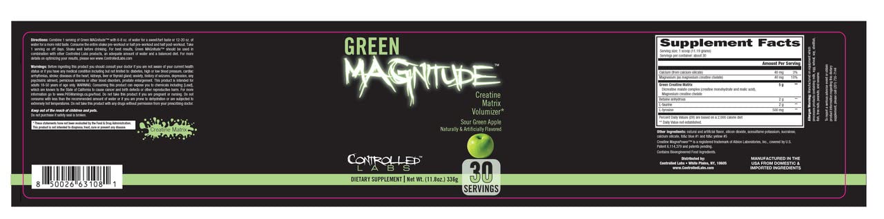 CONTROLLED LABS Green Magnitude Supplement, Synergistic Creatine Formula Powder CONTROLLED LABS Au supplements