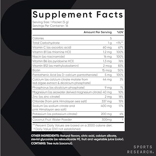 Sports Research Hydrate Electrolytes Powder Packets - Sugar-Free & Naturally Flavored Sports Research Au supplements
