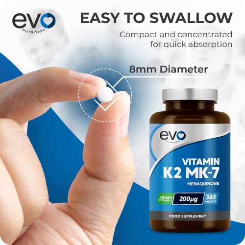 EVO NUTRITION Vitamin K2 MK-7 200mcg | 365 Vegetarian and Vegan Tablets EVO NUTRITION Au supplements