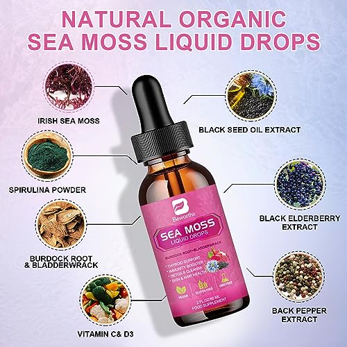 3000mg Sea Moss Liquid Drops - Black Seed Oil & Irish Sea Moss Gel B BEWORTHS Au supplements