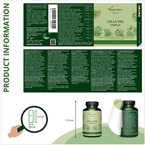 Vegavero Vegan Collagen Supplement | 2000mg | Complex with L-Lysine, L-Proline, Vitamin C (Acerola) & Superfoods Extracts | NO Additives, Lab-Tested | 120 Capsules Vegavero Au supplements