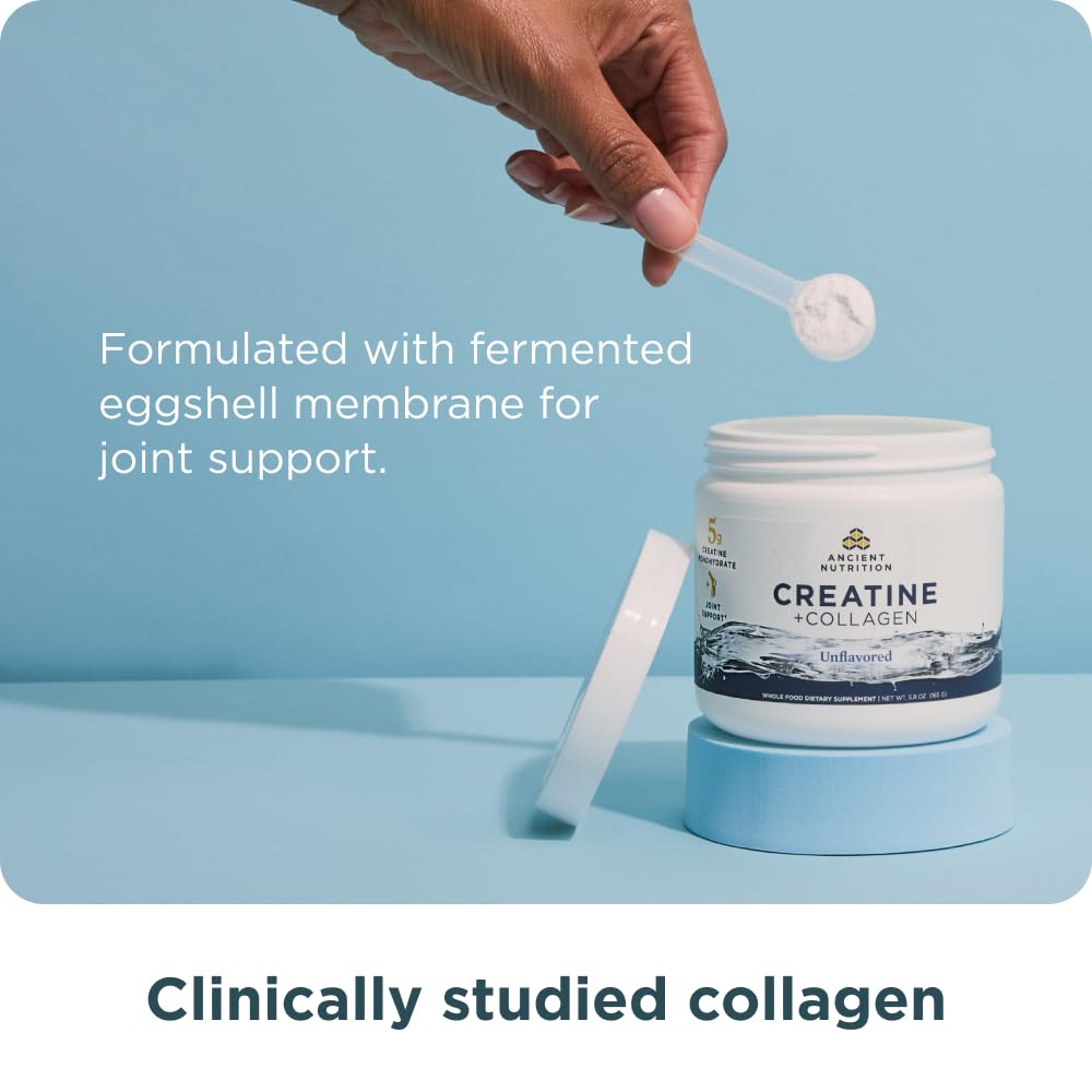 Ancient Nutrition Creatine + Collagen – Muscle Strength, Lean Body Mass, Joint Comfort & Cognitive Support – Includes 5g Creatine Monohydrate for Women, 30 Servings Ancient Nutrition Au supplements