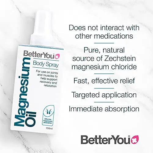 BetterYou Magnesium Oil Body Spray, Pure and Natural Source of Magnesium Chloride BetterYou Au supplements