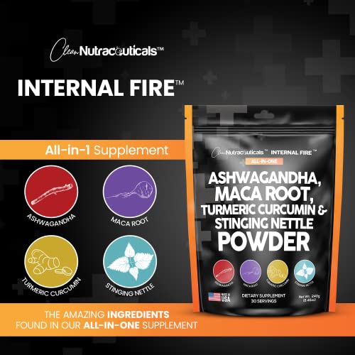 4in1 Ashwagandha Maca Root Powder Supplement with Turmeric Stinging Clean Nutraceuticals Au supplements