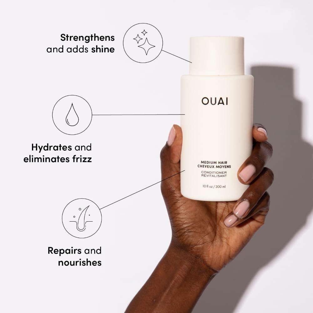 OUAI Medium Hair Shampoo & Conditioner Set, Travel Size - Hydrating Shampoo & Conditioner - With Coconut Oil, Babassu, Kumquat Extract & Keratin - Sulfate, Paraben & Phthalate Free (3 Oz) OUAI Au supplements