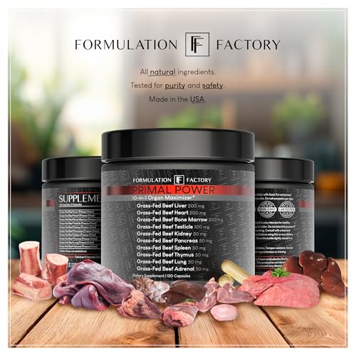 Formulation Factory Beef Liver Capsules - 10-in-1 Primal Powder Beef Organ Supplement for Men & Women with Bone Marrow & Beef Testicle - Grass Fed Ancestral Health - 120 Capsules, 2 Month Supply Formulation Factory Au supplements