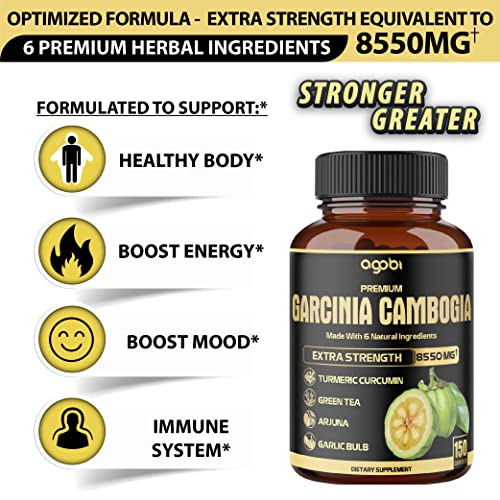 Premium Garcinia Cambogia 20:1 Extract Capsules 8550 mg - with Green Tea, Arjuna agobi Au supplements