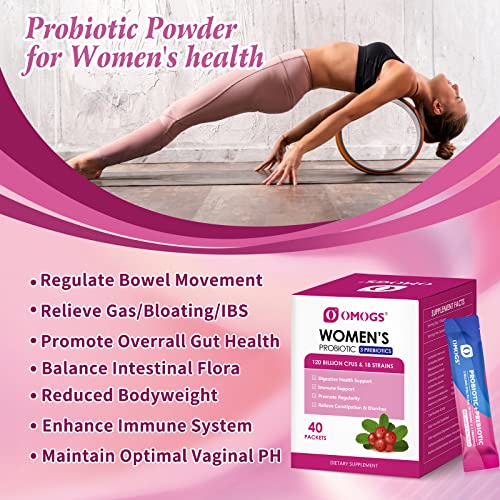 OMOGS Women's Probiotic,120-Billion-CFUs, 18 Strains, with 3 Prebiotics and Cranberry OMOGS Au supplements
