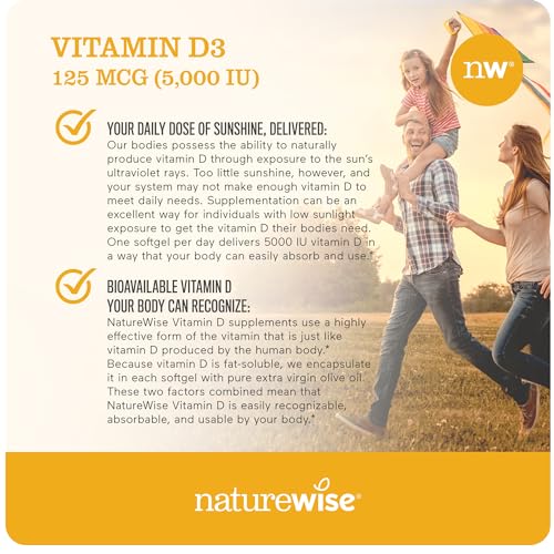 NatureWise Vitamin D3 5000iu (125 mcg) Healthy Muscle Function, and Immune Support NatureWise Au supplements