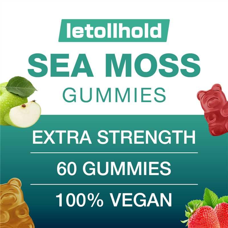 Sea Moss Gummies - Irish Sea Moss Gummies Advanced for Adults with Ashwagandha Bladderwrack & Burdock Root for Supports Immune，Energy - 60 Vegan Gummy,5PCS letollhold Au supplements