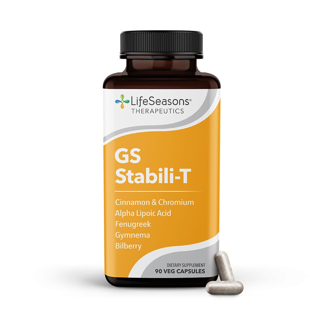 LifeSeasons GS Stabili-T - Blood Sugar Support Supplement - Healthy Circulation & Vision - Maintain Normal Levels - Chromium Cinnamon Gymnema Bilberry & Alpha Lipoic Acid - 90 Capsules LifeSeasons Au supplements